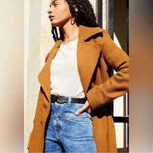 Free People Double Breasted Linen Trench Coat